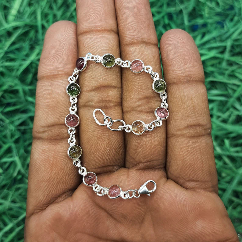 Color Tourmaline Bracelet (925 Sterling Silver)