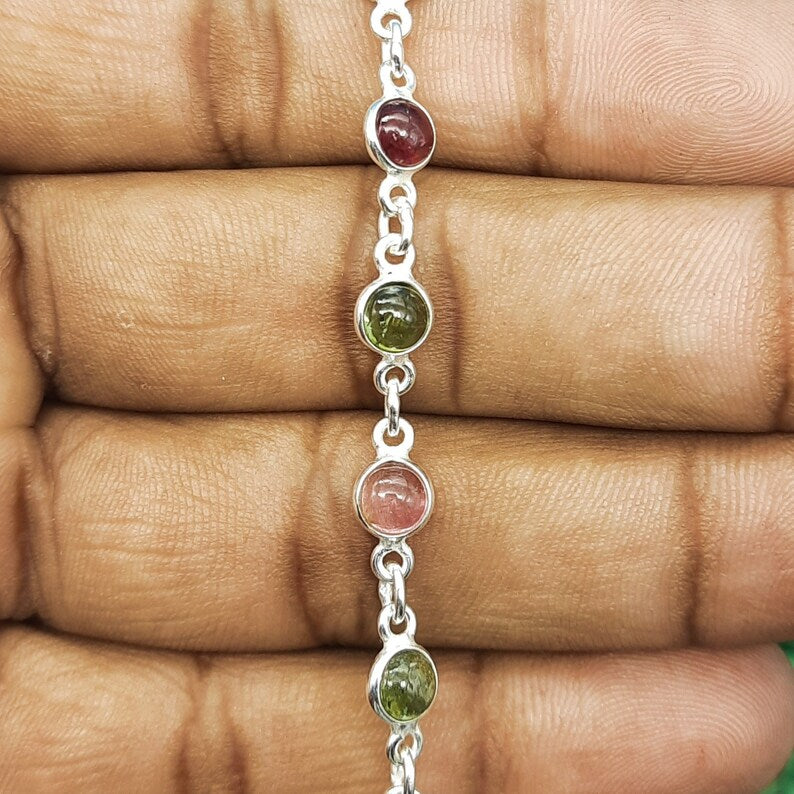 Color Tourmaline Bracelet (925 Sterling Silver)