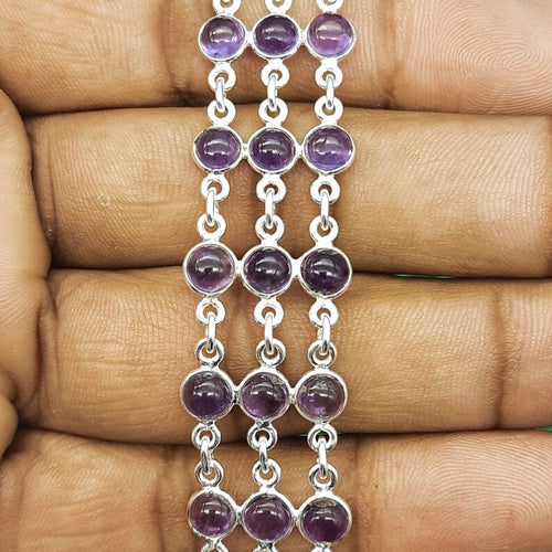 Amethyst Row Bracelet (925 Sterling Silver)