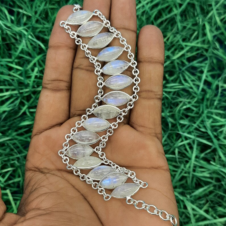 Moonstone Eye Bracelet (925 Sterling Silver)