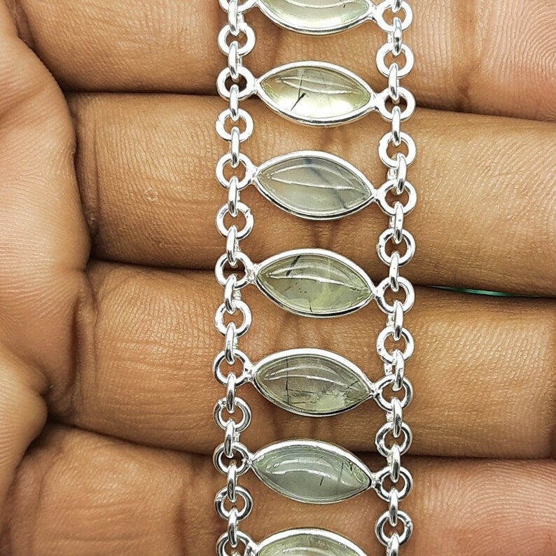 Phrenite Eye Bracelet (925 Sterling Silver)