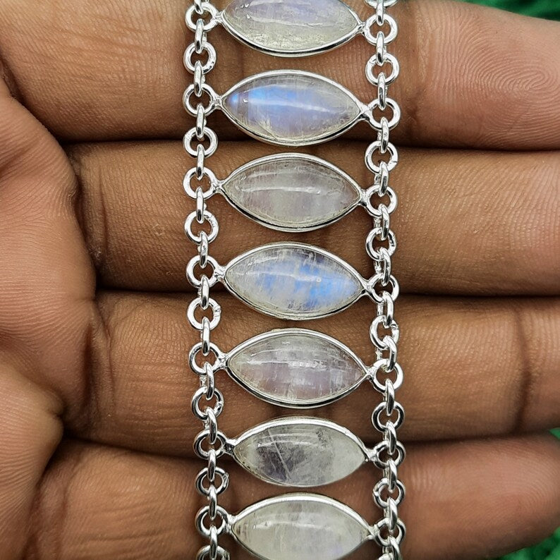 Moonstone Eye Bracelet (925 Sterling Silver)