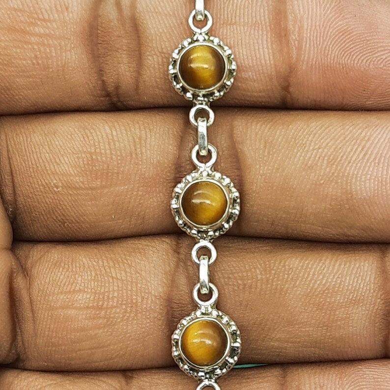 Tiger Eye Bracelet (925 Sterling Silver)